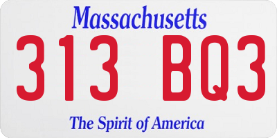 MA license plate 313BQ3