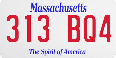 MA license plate 313BQ4