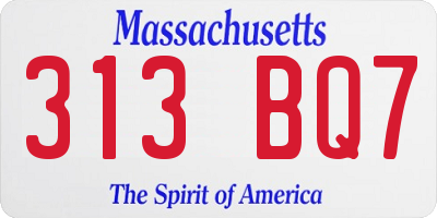 MA license plate 313BQ7