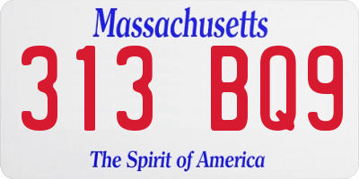 MA license plate 313BQ9