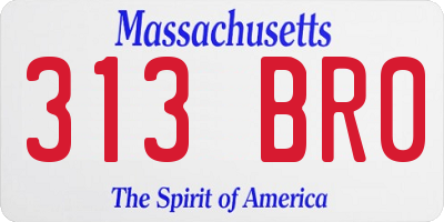 MA license plate 313BR0