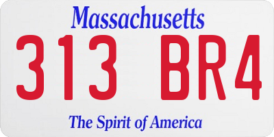 MA license plate 313BR4