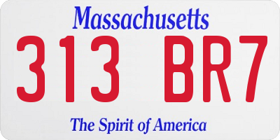 MA license plate 313BR7