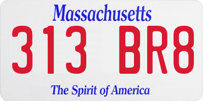 MA license plate 313BR8