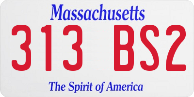MA license plate 313BS2