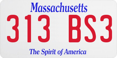 MA license plate 313BS3