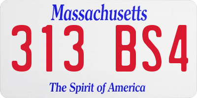 MA license plate 313BS4