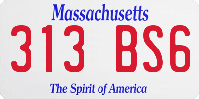 MA license plate 313BS6