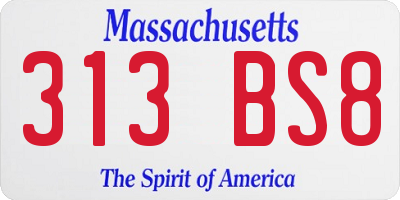 MA license plate 313BS8