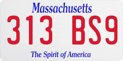 MA license plate 313BS9