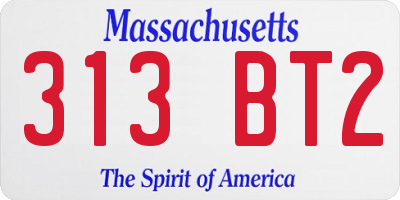 MA license plate 313BT2
