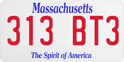 MA license plate 313BT3