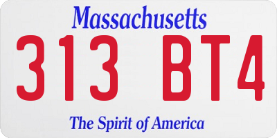 MA license plate 313BT4
