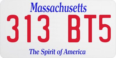 MA license plate 313BT5