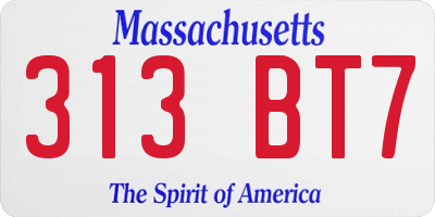 MA license plate 313BT7