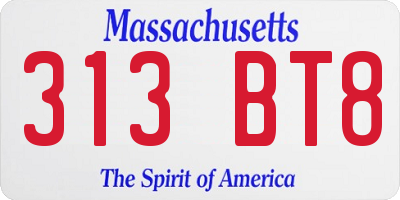 MA license plate 313BT8