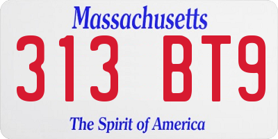 MA license plate 313BT9