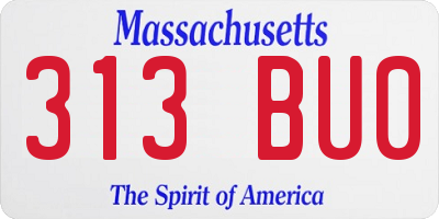 MA license plate 313BU0