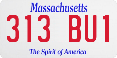 MA license plate 313BU1