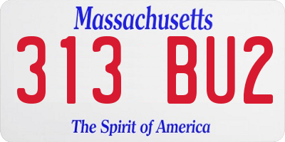 MA license plate 313BU2