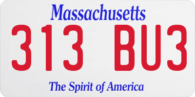 MA license plate 313BU3
