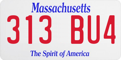 MA license plate 313BU4