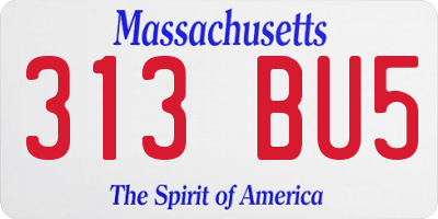 MA license plate 313BU5