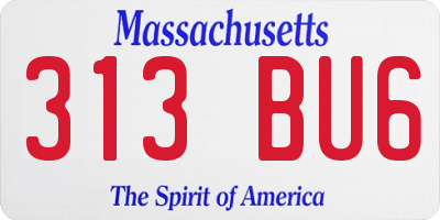 MA license plate 313BU6