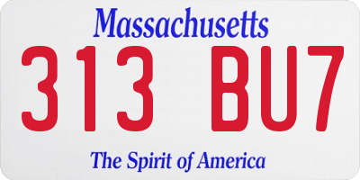 MA license plate 313BU7
