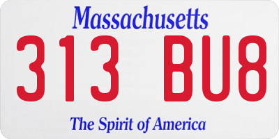 MA license plate 313BU8