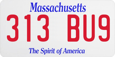 MA license plate 313BU9