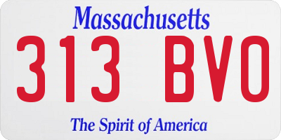 MA license plate 313BV0
