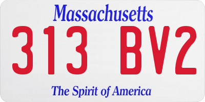 MA license plate 313BV2