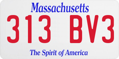 MA license plate 313BV3