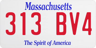 MA license plate 313BV4