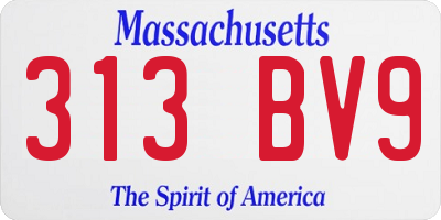 MA license plate 313BV9