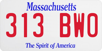 MA license plate 313BW0