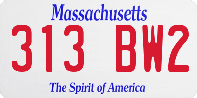 MA license plate 313BW2
