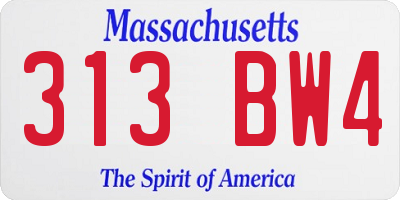 MA license plate 313BW4