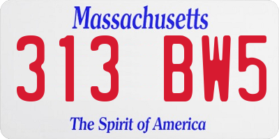 MA license plate 313BW5