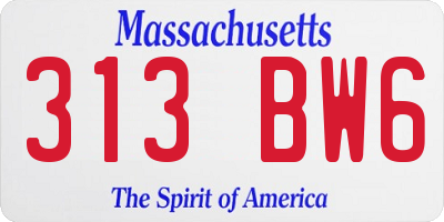 MA license plate 313BW6
