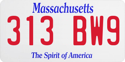 MA license plate 313BW9