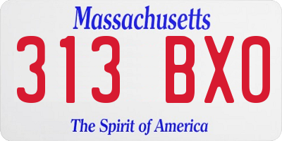 MA license plate 313BX0