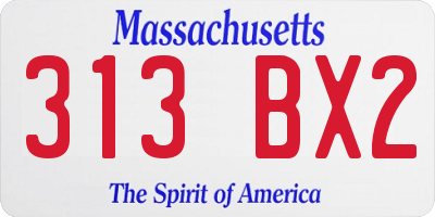 MA license plate 313BX2
