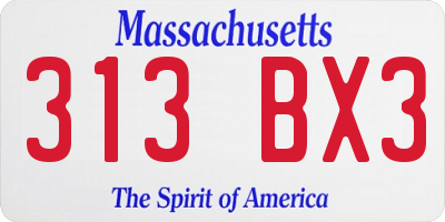 MA license plate 313BX3