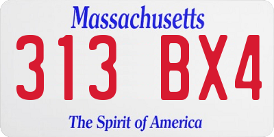 MA license plate 313BX4