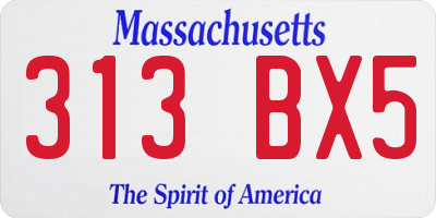 MA license plate 313BX5