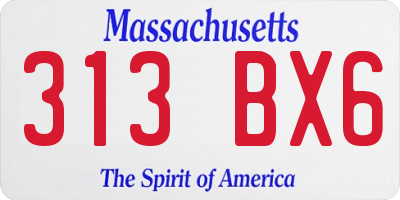 MA license plate 313BX6