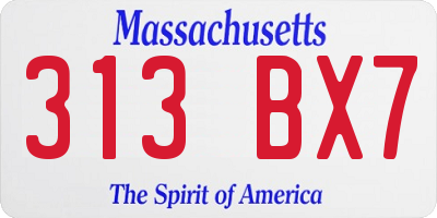MA license plate 313BX7
