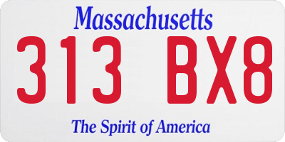 MA license plate 313BX8